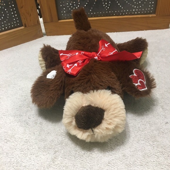 Dan Dee Brown Puppy Dog Plush Teddy Bear Heart Floppy  Ears 9” Soft Cuddly Stuff - Picture 1 of 10